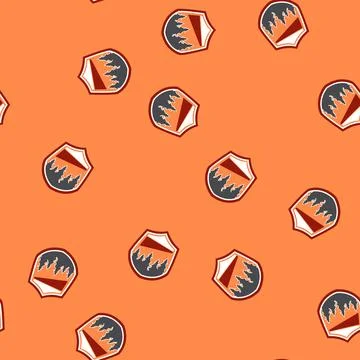 Seamless pattern hiking retro forest badge cartoon vector Illustrazione stock