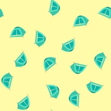 Seamless pattern hiking tent camp cartoon vector Stock Illustration