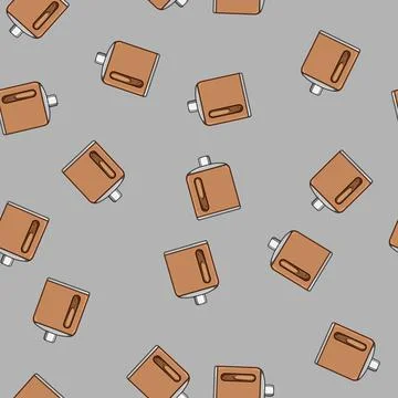 Seamless pattern hip flask alcohol cartoon vector Stock Illustration