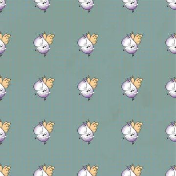 Seamless pattern hippopotamus with wings Stock Illustration