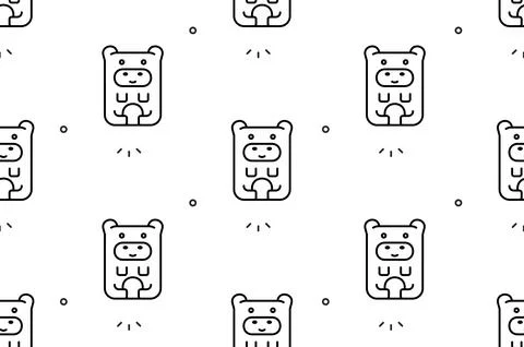 Seamless pattern with Hippos Stock Illustration