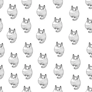 Seamless pattern with hipster cute cats vector illustration Stock Illustration