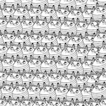 Seamless pattern with hipster cute cats vector illustration Stock Illustration
