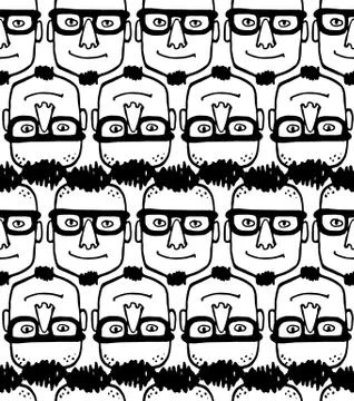 Seamless pattern with hipster face Illustrazione stock