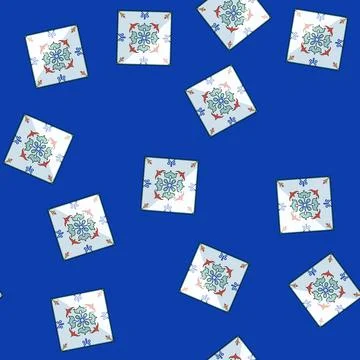 Seamless pattern historic azulejos ornament tile cartoon vector Stock Illustration