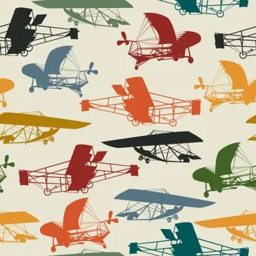 Seamless pattern with historical planes Stock Illustration