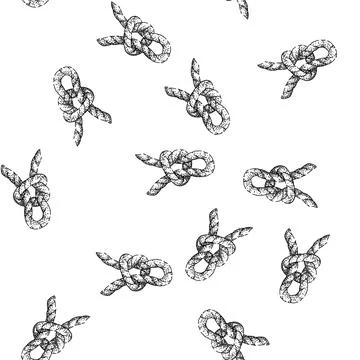 Seamless pattern hitch rope knot sketch hand drawn Stock Illustration