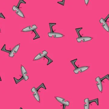 Seamless pattern hobby glue gun cartoon vector Stock Illustration