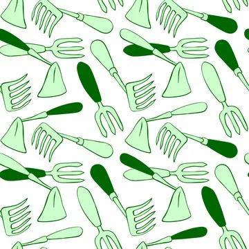 Seamless pattern with hoes. Hand drawn outline vector background and texture  Stock Illustration