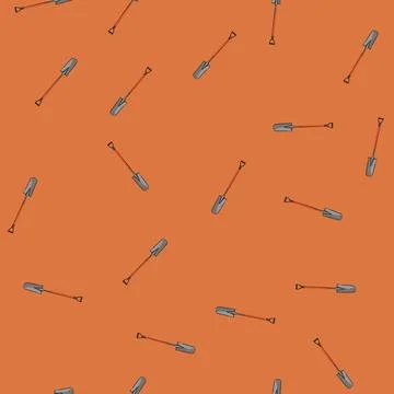 Seamless pattern hole tree planting shovel cartoon vector Stock Illustration
