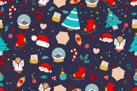 Seamless pattern, holiday, Christmas, New Year Stock Illustration