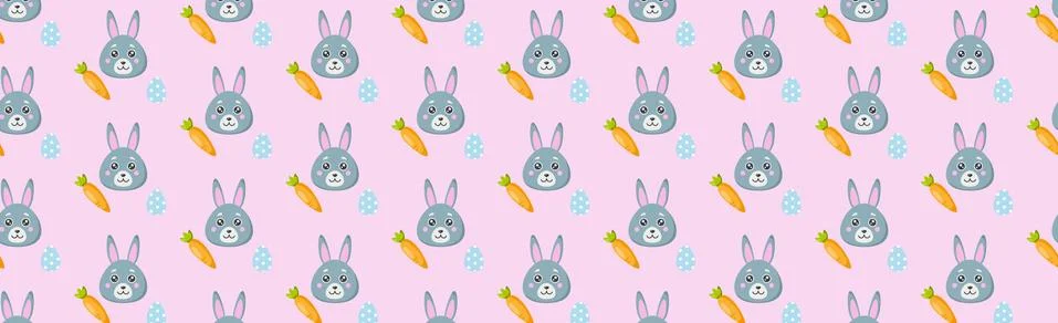 Seamless pattern, holiday elements, Easter bunny - Vector 스톡 일러스트