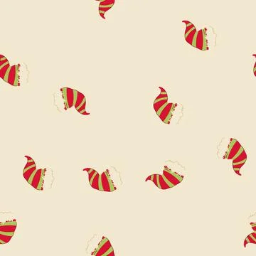Seamless pattern holiday elf santa hat cartoon vector イラスト素材