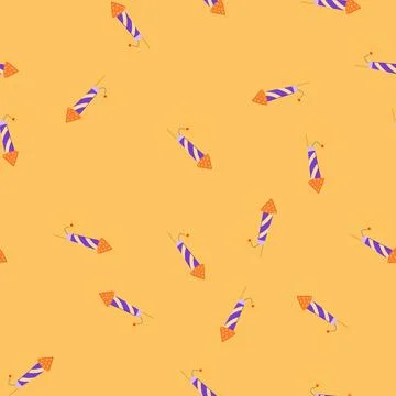 Seamless pattern holiday firework rocket cartoon vector イラスト素材
