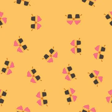 Seamless pattern holiday party glasses cartoon vector Stock Illustration