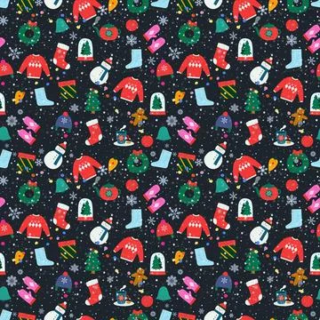 Seamless pattern, Holiday, winter, Christmas, New Year, christmas Stock Illustration