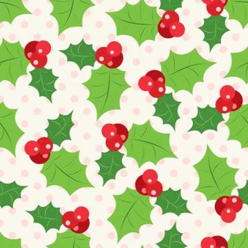 Seamless pattern of holly berry sprig.   illustration Stock Illustration
