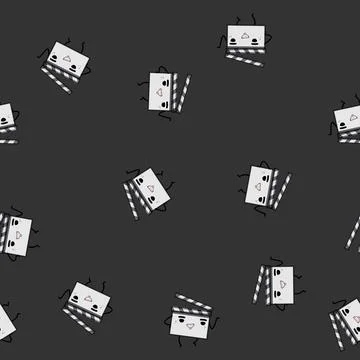 Seamless pattern hollywood clapper board character cartoon vector Stock Illustration