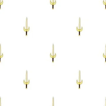 Seamless pattern with holy sword icons. Cartoon style. Vector illustration. Stock Illustration