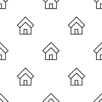 Seamless pattern with home icon on white background. Vector illustration. Stock Illustration