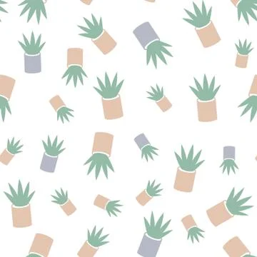 Seamless pattern with home plant. Stock Illustration