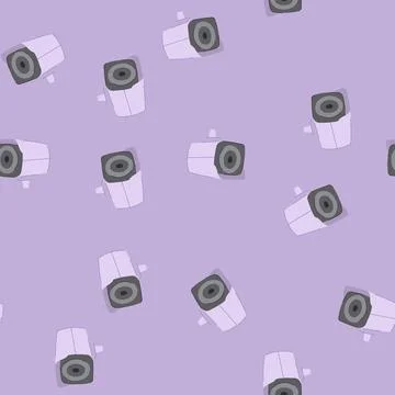 Seamless pattern home security camera cartoon vector Illustrazione stock