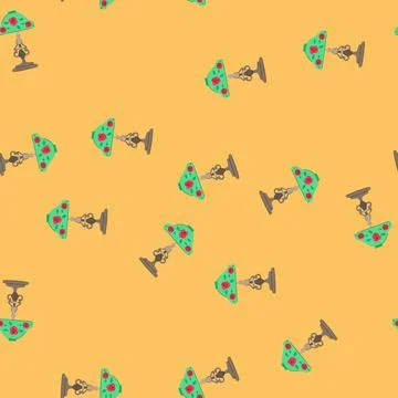 Seamless pattern home vintage table lamp cartoon vector Stock Illustration