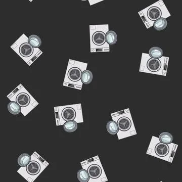 Seamless pattern home washing machine cartoon vector Stockillustratie