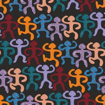 Seamless pattern of homunculus silhouettes. Abstract background for textile Stock Illustration