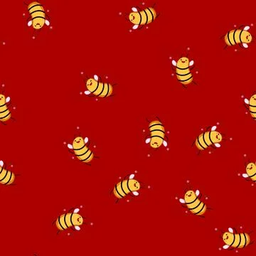 Seamless pattern honey bee character cartoon vector 스톡 일러스트