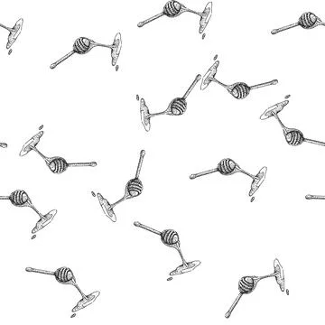 Seamless pattern Honey dipper dripping natural sweet fresh liquid Stock Illustration