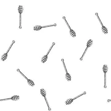 Seamless pattern Honey dipper stick tool drawing kitchen element 库存插图