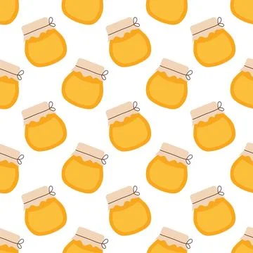 Seamless pattern with honey jar Stock Illustration