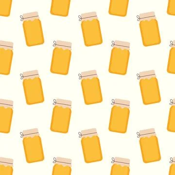 Seamless pattern with honey jar. Stock Illustration