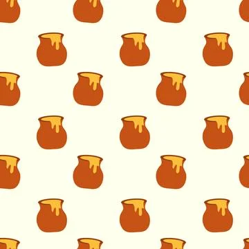 Seamless pattern with honey pot. Stock Illustration