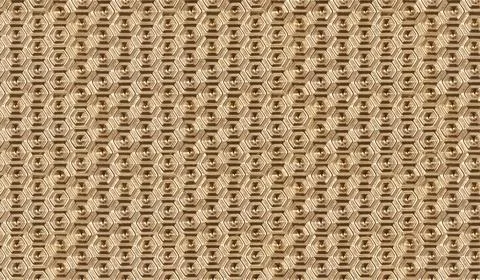 Seamless pattern with honeycomb shape texture, golden color abstract backdrop Stock Photos