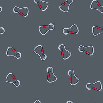 Seamless pattern hook carabiner clip cartoon vector Stock Illustration