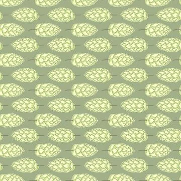 Seamless pattern of hop cones Stock Illustration