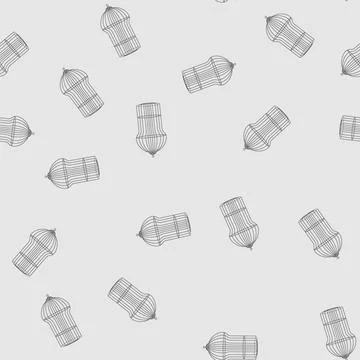 Seamless pattern hope bird cage cartoon vector Illustrazione stock
