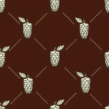 Seamless pattern with hops. Vector illustration. Stock Illustration