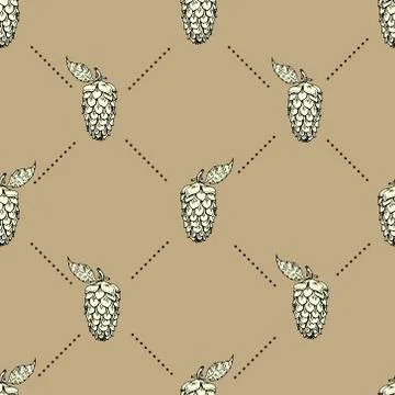 Seamless pattern with hops. Vector illustration. Stock Illustration