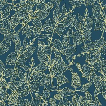 Seamless pattern with hops. Vector illustration. Stock Illustration