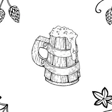 Seamless pattern of hops. Vector illustration of a seamless pattern from a mu Stock Illustration