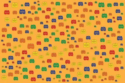 Seamless pattern with horror pumpkin circles Stock Illustration