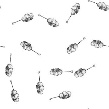 Seamless pattern horsd'oeuvre canape sketch hand drawn Stock Illustration