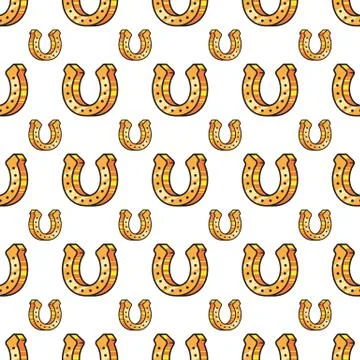 Seamless pattern horse shoe on white background. Stock Illustration