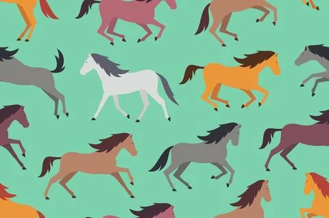 Seamless pattern with Horses Stock Illustration
