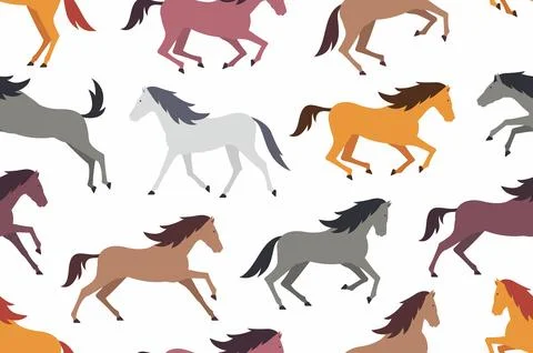 Seamless pattern with Horses Stock Illustration