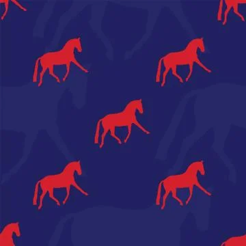 Seamless pattern with horses lineart. Stock Illustration