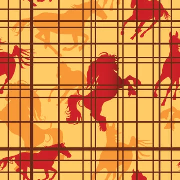 Seamless pattern with horses silhouettes and cells. vector illustration Stock Illustration